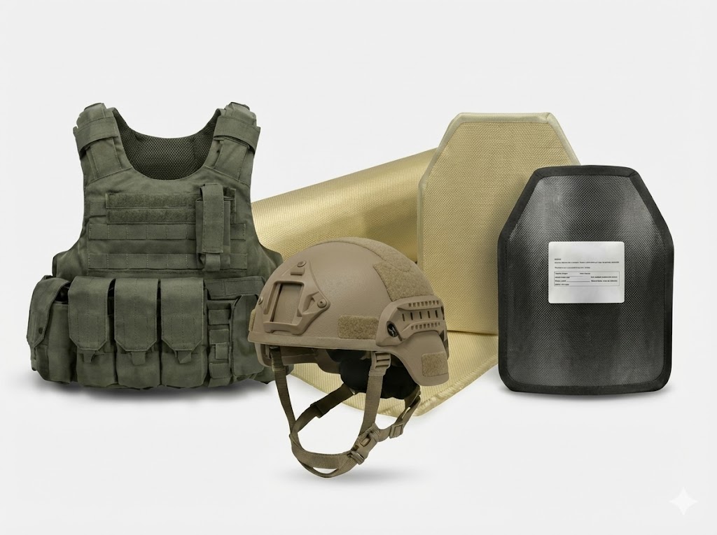 Ballistic vests, helmets, and personal protective equipment for security personnel